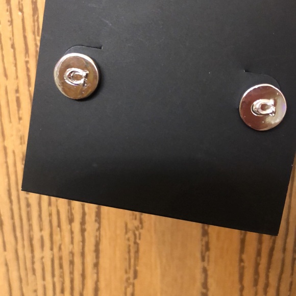 Coach Polished Silver Tone Signature C Disc Stud Earrings NWT - Picture 12 of 12